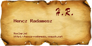 Hencz Radamesz névjegykártya